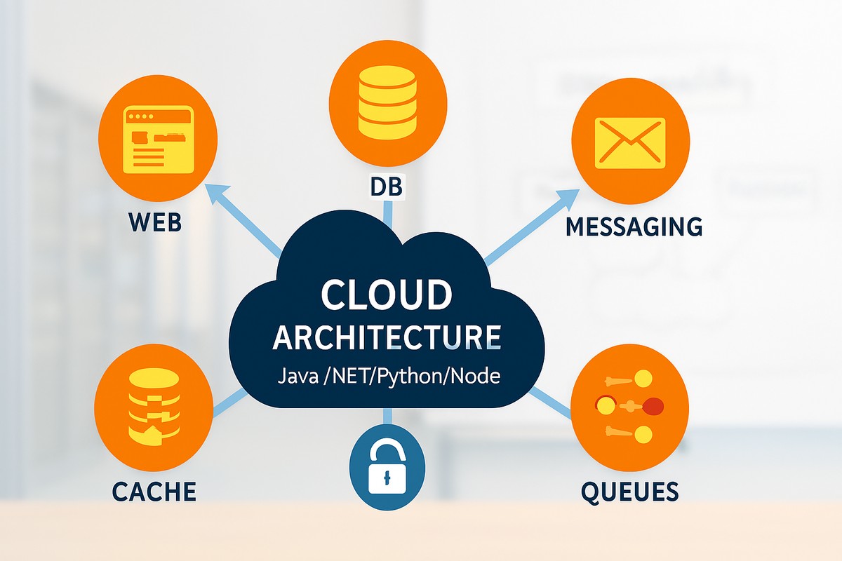 Diagrama de referencia: Web + API + DB, observabilidad, CI/CD e IAM